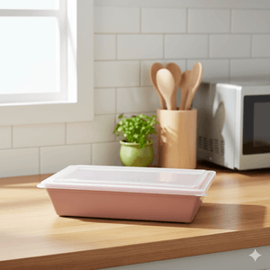 Travessa Stillo Retangular Com Tampa 5L Rose em Polipropileno
